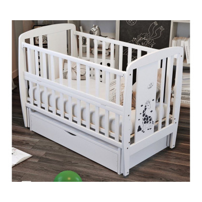 Ліжечко Жирафка маятник, ящик, відкидна боковина, бук