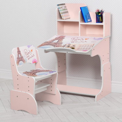 Дитяча парта з полицями та стільцем Vivast W 2071