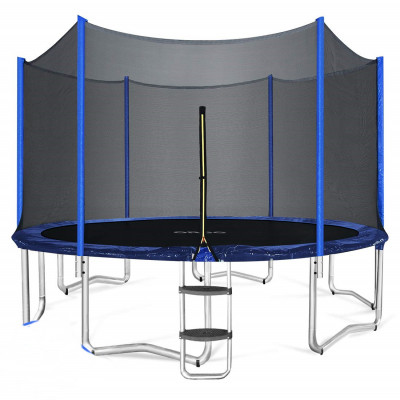 Батут круглий 144" RJ-0088-1 / складається з двох ящиків / із захисною сіткою та драбиною, з навісом від дощу (діаметр 366см)