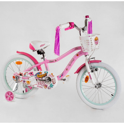 Велосипед 16" дюймів 2-х кол. "CORSO Sweety"  алюмінієва рама 9’’, ручні гальма, прикраси, зібраний на 75%