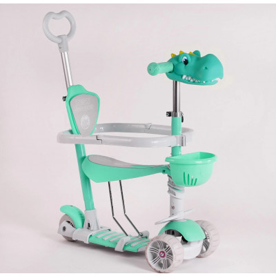 Самокат 5в1 Best Scooter   із захисним бампером, іграшка на кермі, PU колеса 120х50мм зі світлом, в коробці