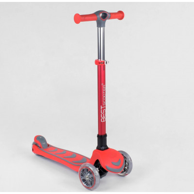 Самокат триколісний  Best Scooter, складне алюмінієве кермо, 4 колеса PU зі світлом, d = 12 см