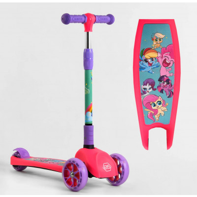 Самокат триколісний  Best Scooter (1) СВІТЛО КОЛІС ТА ДИСКІВ, складене кермо, передні колеса PU 120х35мм, задні колеса PU 80х48мм