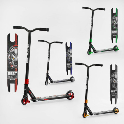 Самокат трюковий , 4 кольори, HIC-система, ПЕГИ, алюмінієвий диск і дека, колеса PU, d=10 см