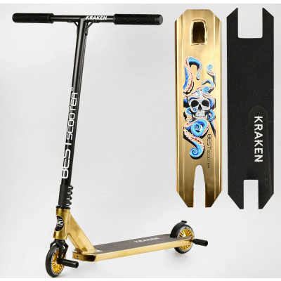 Самокат трюковий  Best Scooter (4) «Kraken» HIC-система, ПЕГИ, алюмінієвий диск та дека, АНОДОВАНИЙ, колеса PU 110 мм, ширина керма 58 см