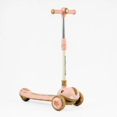 Самокат триколісний Skyper  колеса PU 125х40мм зі світлом, УКР. МУЗИКА та підсвічування платформи, кермо складне, в коробці