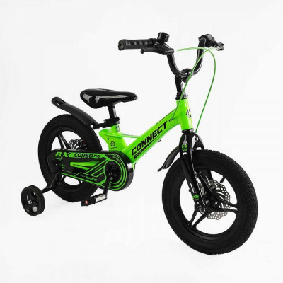 Дитячий велосипед 14" Corso CONNECT MG-14155 МАГНІЄВА РАМА, ЛИТІ ДИСКИ, ДИСКОВІ ГАЛЬМА, зібраний на 75%
