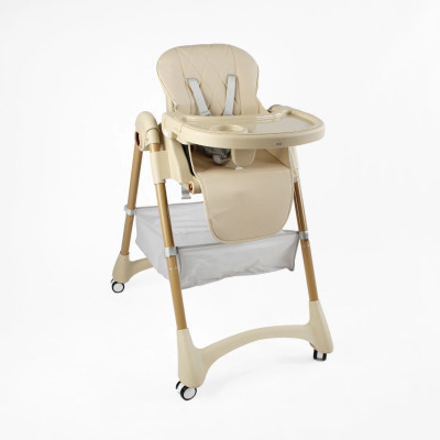 Стільчик для годування Toti, мягкий чохол PU, 4 колеса, з’ємний столик, корзинка