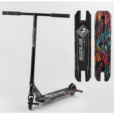 Самокат трюковий Best Scooter  HIC-система, ПЕГИ, алюмінієвий диск та дека з ПРИНТОМ, колеса PU, d = 110мм, ширина керма - 60 см