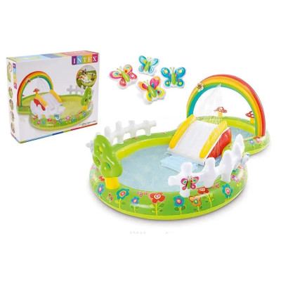 Ігровий центр INTEX "Мій сад" з фонтаном, надувними іграшками та гіркою 57154 р.290*180*104см