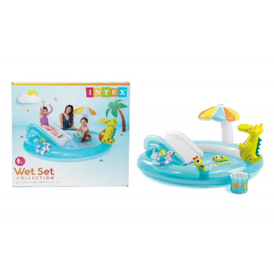 Ігровий центр INTEX "Крокодил" з гіркою, в коробці 57165 р.201*170*84см