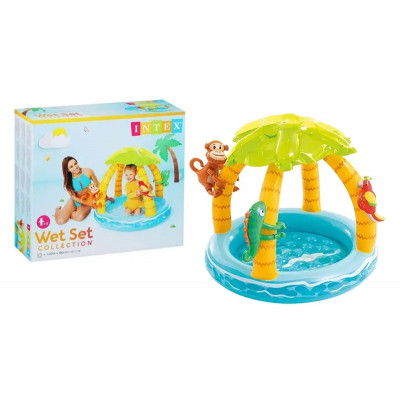 Басейн INTEX дитячий Тропічний острів з надувним дном та навісом 58417 р.102*86см