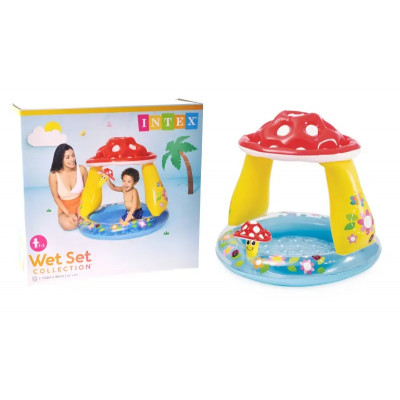 Басейн INTEX "Грибочок" надувне дно, рем комплект, тент, в коробці (1-3р) 57114 р.102*89см