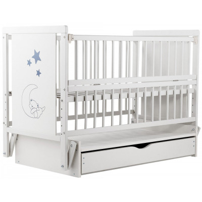 Ліжечко Ведмедик  маятник, ящик, відкидна боковина, бук