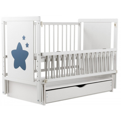 Ліжечко Зірочка  маятник, ящик, відкидна боковина, бук