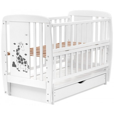 Ліжечко Жирафка маятник, ящик, відкидна боковина, бук