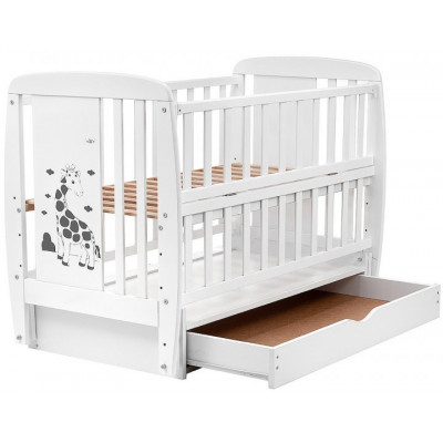 Ліжечко Жирафка маятник, ящик, відкидна боковина, бук