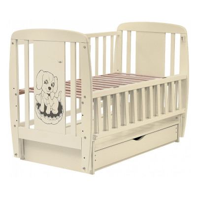 Ліжечко  Собачка маятник, ящик, відкидний бік, бук