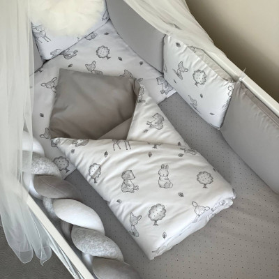 Комплект дитячої постільної білизни MSonya Happy night Звірята сірі
