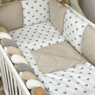 Комплект дитячої постільної білизни MSonya Happy night Сердця бежеві