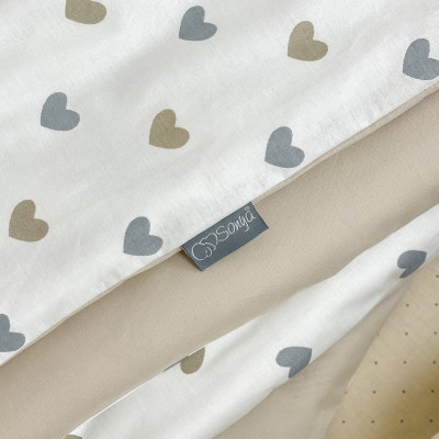 Комплект дитячої постільної білизни MSonya Happy night Сердця бежеві