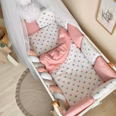 Комплект дитячої постільної білизни Msonya Happy night Сердця пудрові