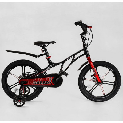 Велосипед магнієвий 18" дюймів 2-х колісний "CORSO Elit"  магнієві диски, ручні дискові гальма, дод. колеса, дзіночок, ЗІБРАНИЙ НА 75%