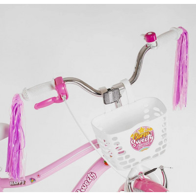 Велосипед 16" дюймів 2-х кол. "CORSO Sweety"  алюмінієва рама 9’’, ручні гальма, прикраси, зібраний на 75%