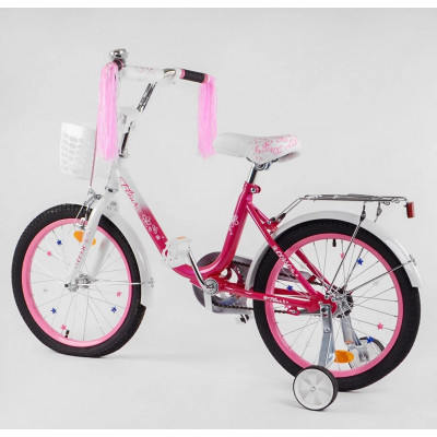 Велосипед 18" дюймів 2-х колісний "CORSO Fleur" FL-19007 (1) U-подібна сталева рама, ручне гальмо, кошик, прикраси, зібраний на 75%