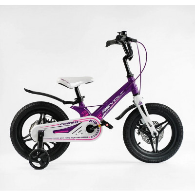 Велосипед 14" дюймів 2-х колісний "CORSO Revolt"  МАГНІЄВА РАМА, ЛИТІ ДИСКИ, ДИСКОВІ ГАЛЬМА, зібраний на 75%