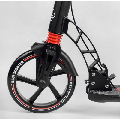 Самокат двоколісний "Best Scooter"  ФАРА, переднє колесо PU 230 мм, заднє колесо 200мм, 2 амортизатори, дискове гальмо, затискач керма