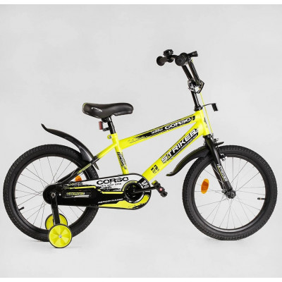 Велосипед 18" дюймів 2-х колісний "CORSO" STRIKER EX  ручне гальмо, дзвіночок, дод. колеса, ЗІБРАНИЙ НА 75%