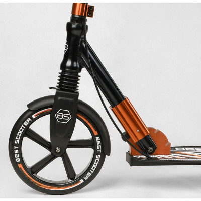 Самокат алюмінієвий "Best Scooter"  колеса PU, ФАРА, затискач керма, d передніх коліс - 230мм, d задніх коліс 200мм, 1 амортизатор передній