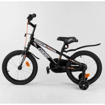 Велосипед 16 "дюймів 2-х колісний" CORSO "  ручне гальмо, дзвіночок, доп. колеса, ЗІБРАНИЙ НА 75% в коробці