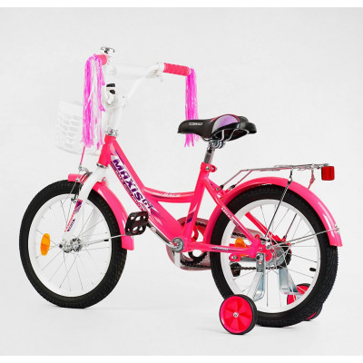 Велосипед 16" дюймів 2-х кільк. "CORSO" MAXIS CL-16235 (1) кошик, ручне гальмо, дзвіночок, сидіння з ручкою, додаткові колеса, ЗІБРАНИЙ НА 75% в коробц