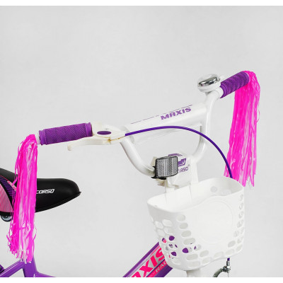 Велосипед 14" дюймів 2-х колісний "CORSO" MAXIS  ручне гальмо, дзвіночок, сидіння з ручкою, додаткові колеса, ЗІБРАНИЙ НА 75%, в коробці