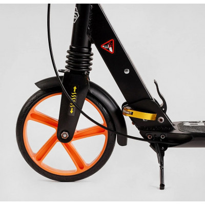 Самокат алюмінієвий Best Scooter (4) "Factor", ручне дискове гальмо, діаметр PU коліс - 200мм, 2 амортизатори, підсклянник, в коробці