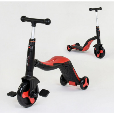 Самокат 3в1  Best Scooter, самокат-велобіг-велосипед, світло, 8 мелодій, колеса PU, переднє колесо d = 20см, задні d = 11см