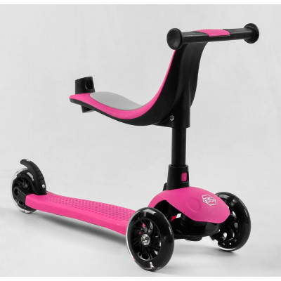 Самокат триколісний Best Scooter  колеса PU зі світлом, сидіння, батьківська ручка, в коробці