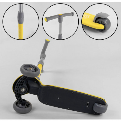 Самокат триколісний Best Scooter, складне алюмінієве кермо, 3 колеса PU зі світлом, d = 120*35 мм