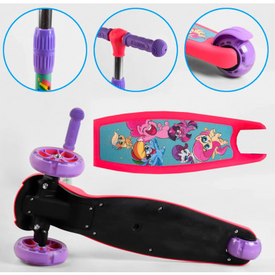 Самокат триколісний  Best Scooter (1) СВІТЛО КОЛІС ТА ДИСКІВ, складене кермо, передні колеса PU 120х35мм, задні колеса PU 80х48мм