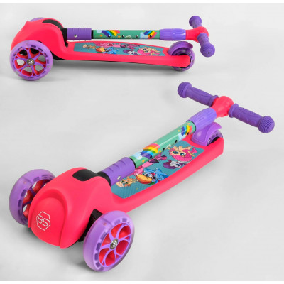 Самокат триколісний  Best Scooter (1) СВІТЛО КОЛІС ТА ДИСКІВ, складене кермо, передні колеса PU 120х35мм, задні колеса PU 80х48мм