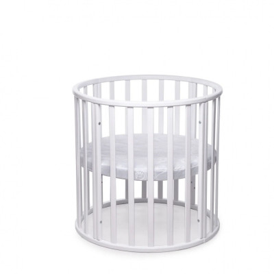 Овальне дитяче ліжечко DeSon Obriy білий, з маятниковим механізмом