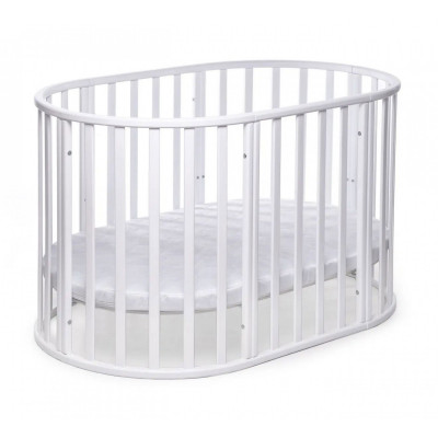 Овальне дитяче ліжечко DeSon Obriy білий, з маятниковим механізмом