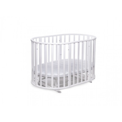 Овальне дитяче ліжечко DeSon Obriy білий, з маятниковим механізмом