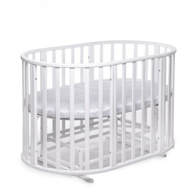 Овальне дитяче ліжечко DeSon Obriy білий, з маятниковим механізмом