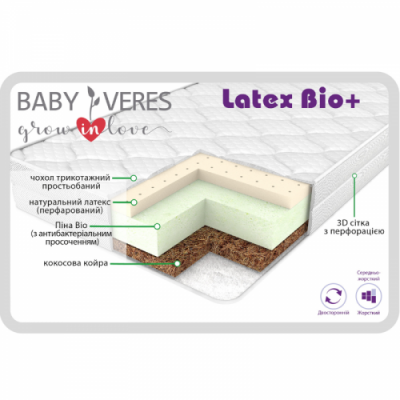 МАТРАЦ BABY VERES LATEX BIO + (120*60*10 СМ)