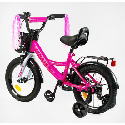 Велосипед 14" дюймів 2-х колісний "CORSO" MAXIS кошик, ручне гальмо, дзвіночок, сидіння з ручкою, дод.колеса, ЗІБРАНИЙ НА 75%, в коробці