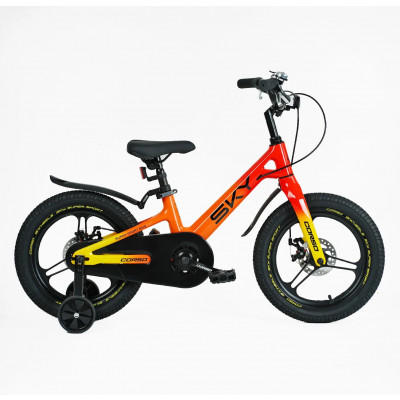 Велосипед 16" дюймів 2-х колісний Corso «Sky» МАГНІЄВА РАМА, ЛИТІ ДИСКИ, ДИСКОВІ ГАЛЬМА, зібран на 75%