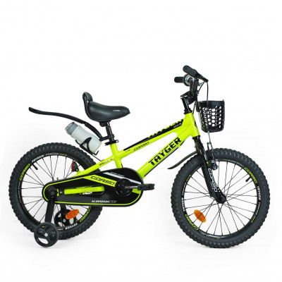 Велосипед 2-х колісний 18" CORSO  TAYGER алюмінієва рама, ручне гальмо, дод. колеса, дзвоник, бутилочка, зібран на 85%